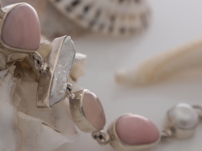 Pink Opal, Pearl & Rose Quartz Bracelet